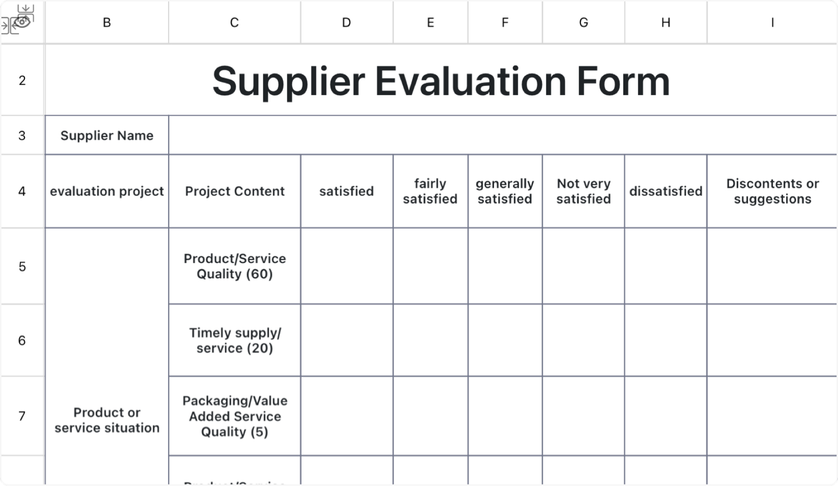 Supplier Evaluation Form